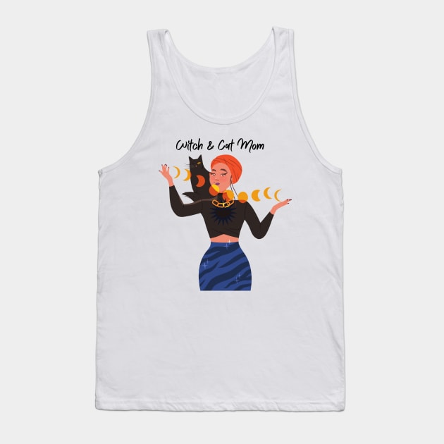 Witch & Cat Mom Tank Top by Creativity Haven